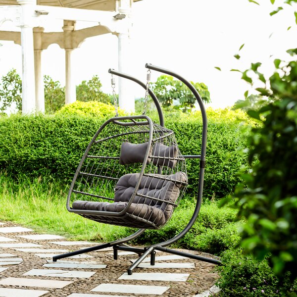 Double Egg Swing Chair B&M / Bayou Breeze Schuster Wicker Hanging Egg